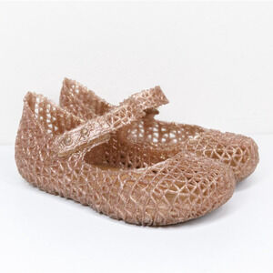 MINI MELISSA Campana Rose Gold Glitter Mary Jane Jelly Shoes Toddler Girls Sz 8